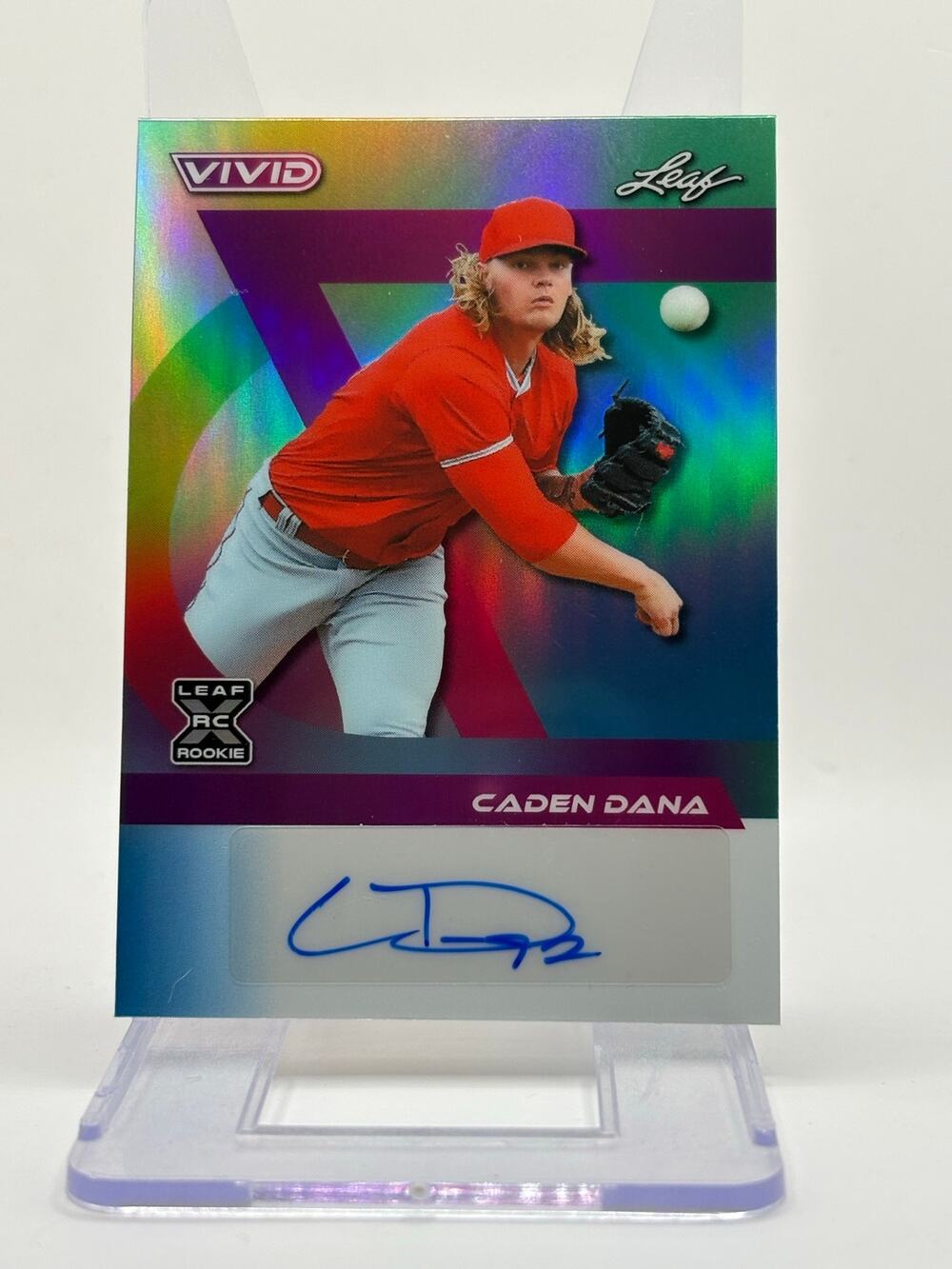 2024 Leaf Vivid Baseball Caden Dana Rookie Prismatic. Lue Auto 1/1 SSP Angels RC